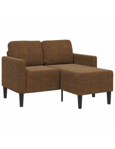 Divano 2 Posti con Chaise longue a L Marrone 125 cm Similpelle