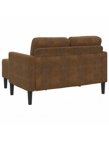 Divano 2 Posti con Chaise longue a L Marrone 125 cm Similpelle