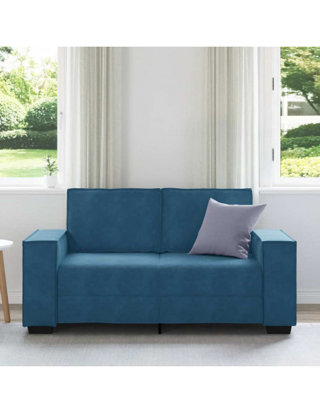 Divano a 2 Posti Blu 120 cm in Velluto