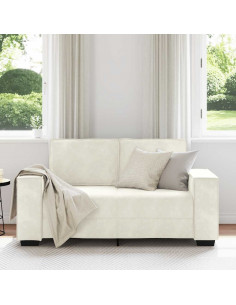 Divano a 2 Posti crema 160x78x84 cm in Velluto 2