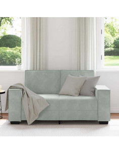 Divano a 2 Posti Grigio Chiaro 120 cm in Velluto 2