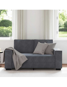 Divano a 2 Posti grigio scuro 120 cm in Velluto 2