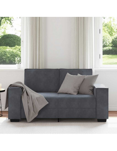 Divano a 2 Posti grigio scuro 120 cm in Velluto