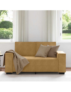 Divano a 2 Posti marrone 120 cm in Velluto 2