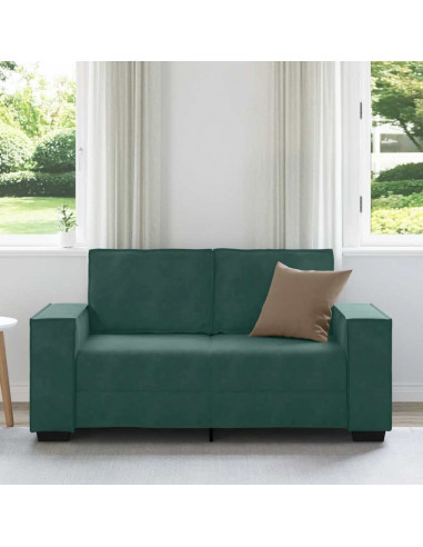 Divano a 2 Posti Verde Scuro 120 cm in Velluto