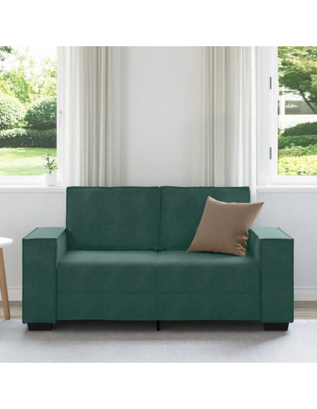 Divano a 2 Posti Verde Scuro 120 cm in Velluto