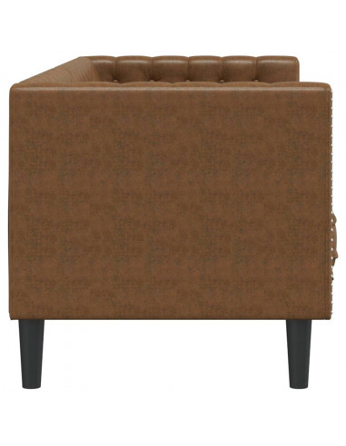 Divano Chesterfield con Cuscini 3 Posti Marrone in Scamosciato