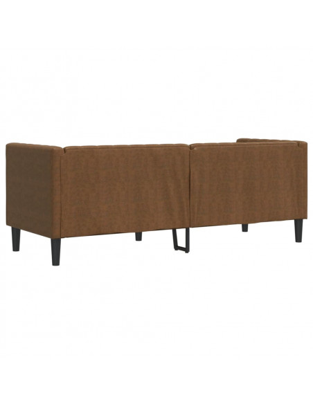 Divano Chesterfield con Cuscini 3 Posti Marrone in Scamosciato