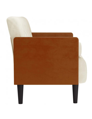 Divano Divanetto con Cuscini Bolster Crema 110 cm Velluto