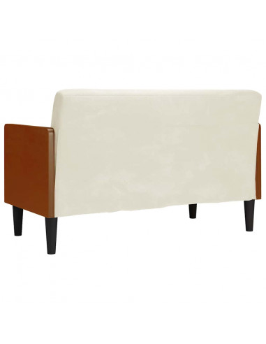 Divano Divanetto con Cuscini Bolster Crema 110 cm Velluto