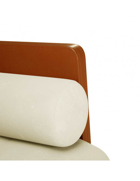 Divano Divanetto con Cuscini Bolster Crema 110 cm Velluto