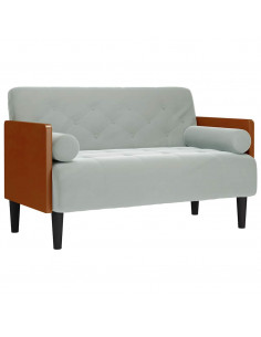 Divano Divanetto con Cuscini Bolster Grigio Chiaro 110 cm