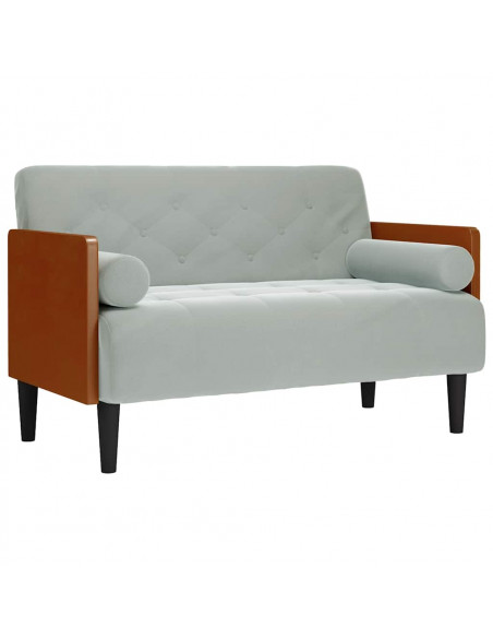 Divano Divanetto con Cuscini Bolster Grigio Chiaro 110 cm