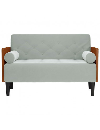 Divano Divanetto con Cuscini Bolster Grigio Chiaro 110 cm