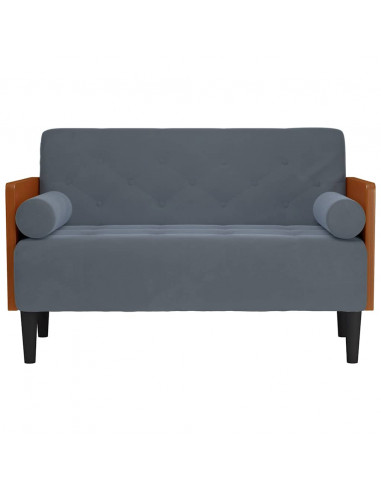 Divano Divanetto con Cuscini Bolster Grigio Scuro 110 cm