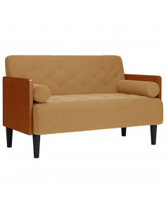 Divano Divanetto con Cuscini Bolster Marrone 110 cm Velluto