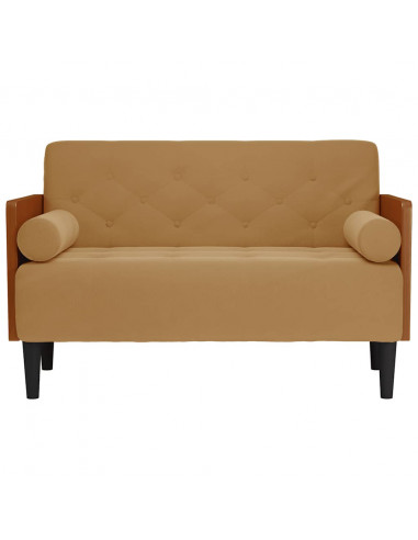Divano Divanetto con Cuscini Bolster Marrone 110 cm Velluto