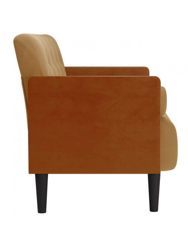 Divano Divanetto con Cuscini Bolster Marrone 110 cm Velluto