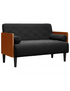 Divano Divanetto con Cuscini Bolster Nero 110 cm Velluto