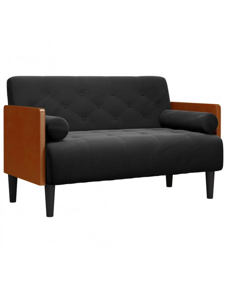 Divano Divanetto con Cuscini Bolster Nero 110 cm Velluto