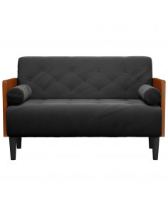 Divano Divanetto con Cuscini Bolster Nero 110 cm Velluto 2