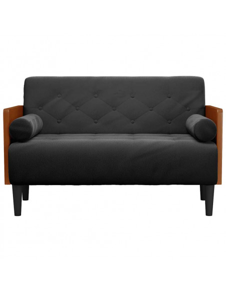 Divano Divanetto con Cuscini Bolster Nero 110 cm Velluto