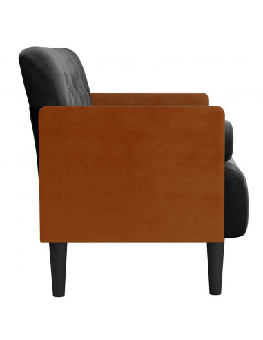 Divano Divanetto con Cuscini Bolster Nero 110 cm Velluto