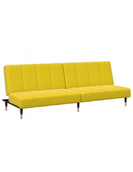Divano Letto 2 Posti con Sgabello Giallo in Velluto