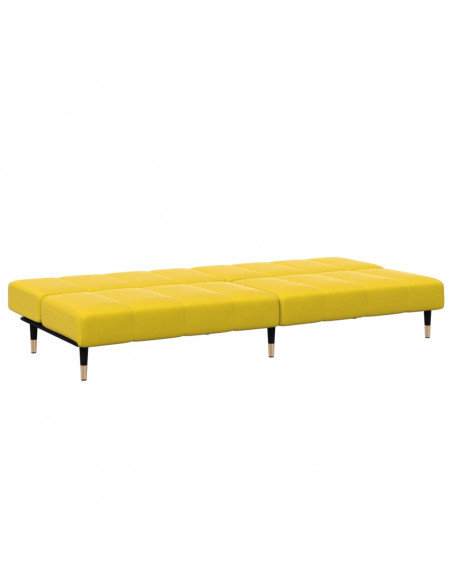 Divano Letto 2 Posti con Sgabello Giallo in Velluto