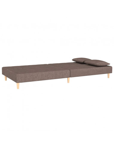 Divano Letto a 2 Posti con 2 Cuscini Tortora in Tessuto