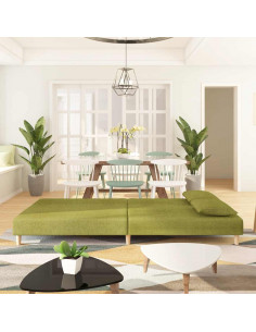 Divano Letto a 2 Posti con 2 Cuscini Verde in Tessuto 2