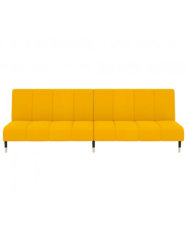 Divano Letto a 2 Posti Giallo in Velluto