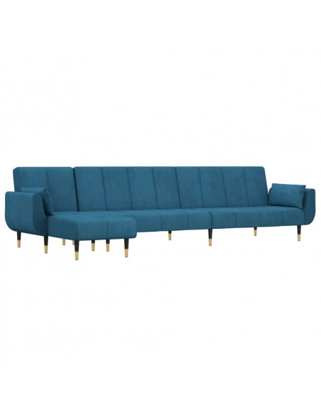 Divano Letto a L Blu 275x140x70 cm in Velluto