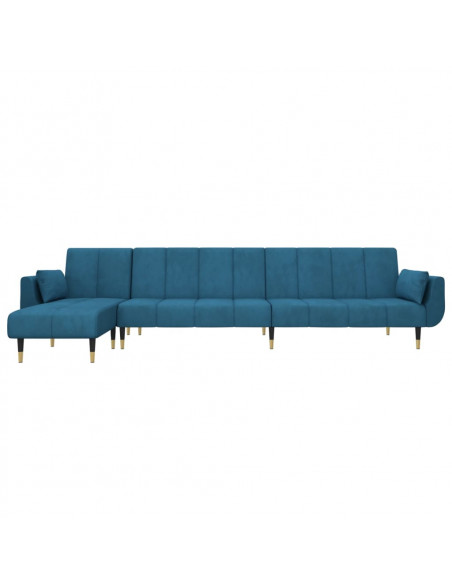 Divano Letto a L Blu 275x140x70 cm in Velluto