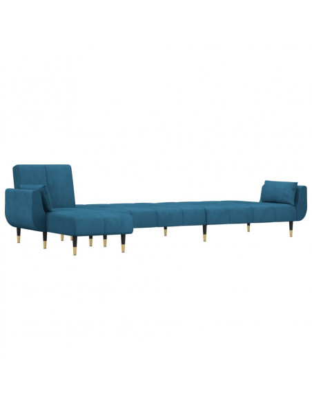 Divano Letto a L Blu 275x140x70 cm in Velluto