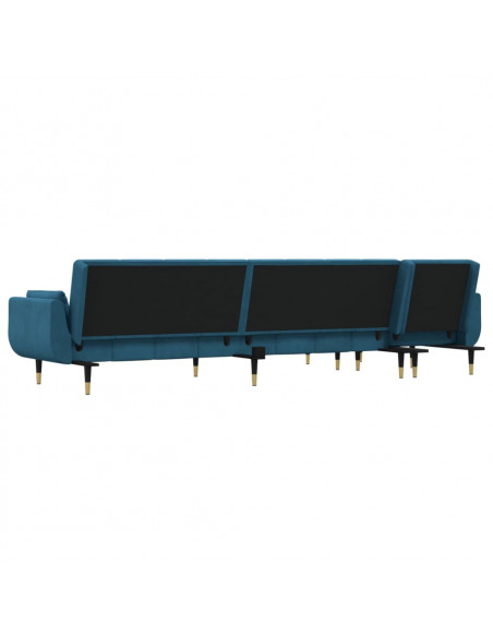 Divano Letto a L Blu 275x140x70 cm in Velluto