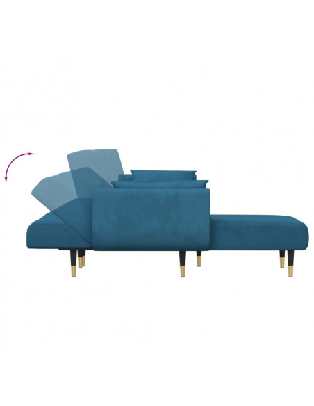 Divano Letto a L Blu 275x140x70 cm in Velluto