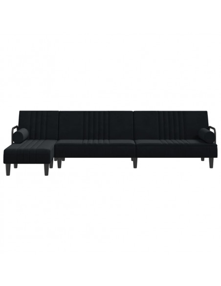 Divano Letto a L Nero 260x140x70 cm in Velluto