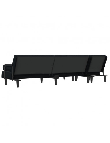 Divano Letto a L Nero 260x140x70 cm in Velluto
