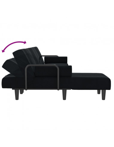 Divano Letto a L Nero 260x140x70 cm in Velluto