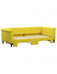 Divano Letto con Letto Estraibile Giallo 90x200 cm in Velluto 2
