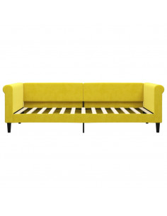 Divano Letto Estraibile con Cassetti Giallo 90x200cm in Velluto