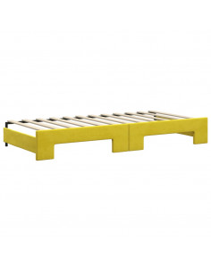 Divano Letto Estraibile con Cassetti Giallo 90x200cm in Velluto 2
