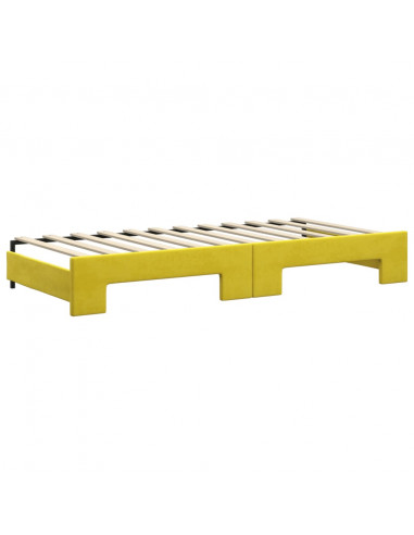 Divano Letto Estraibile con Cassetti Giallo 90x200cm in Velluto