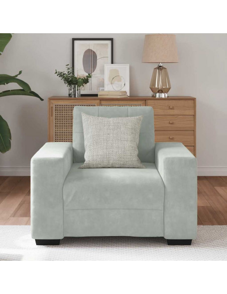 Divano Sedia Grigio Chiaro 59 cm Velluto