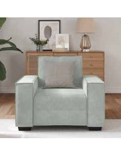 Divano Sedia Grigio Chiaro 59 cm Velluto 2