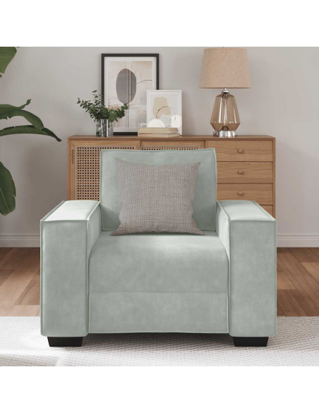 Divano Sedia Grigio Chiaro 59 cm Velluto