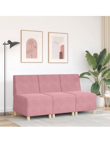 Divano componibile senza braccioli rosa 55 cm in velluto