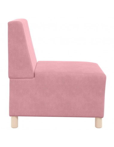 Divano componibile senza braccioli rosa 55 cm in velluto