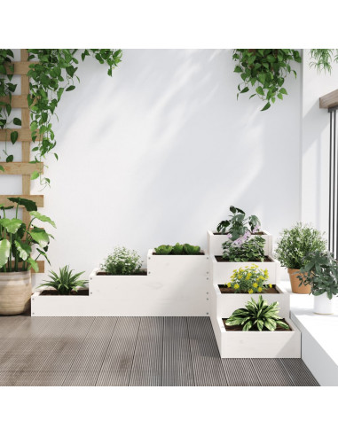 Fioriera Giardino 4 Ripiani Bianca 106x104,5x36cm Massello Pino